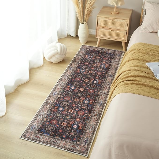 Runner Rug for Hallways Kitchen Rug Non Slip 2'x 6' Washable Rugs with Rubber Backing Soft Carpet for Hallways, Kitchen, Laundry, Bedroom, Bathroom (Dark Espresso)