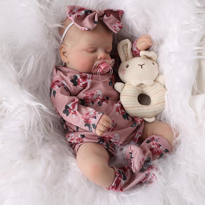 Lifelike Reborn Baby Dolls Girl - 18 inch Sleeping Realistic Newborn Baby Dolls Full Vinyl Body Real Life Baby Dolls Girl with Accessories for 3+ Year Old Gifts, Pretend Play, Collection