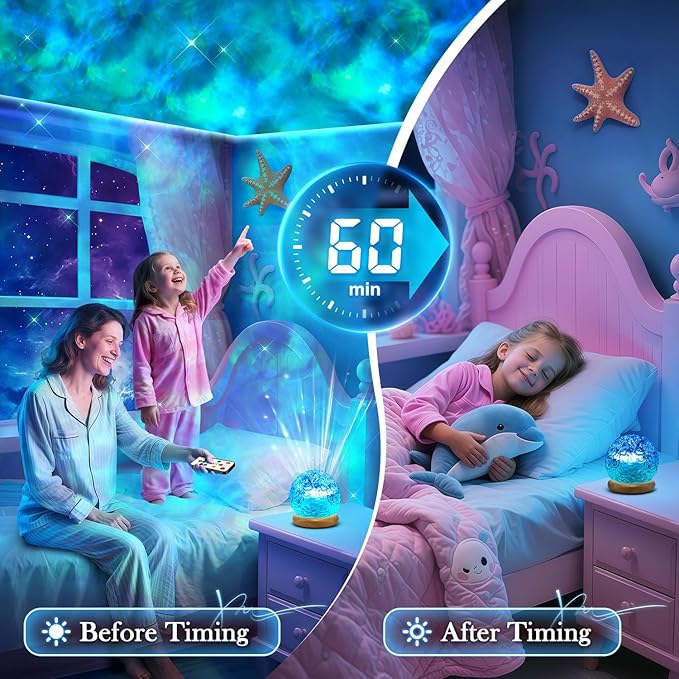 Mood Lighting Crystal Lamp,18-Color Changing Lamp Ocean Light Projector for Bedroom,Dimmable Night Light Projector Ambient Lighting,Remote Sensory Lights Warm Lighting Ocean Room Decor for Teen Gifts