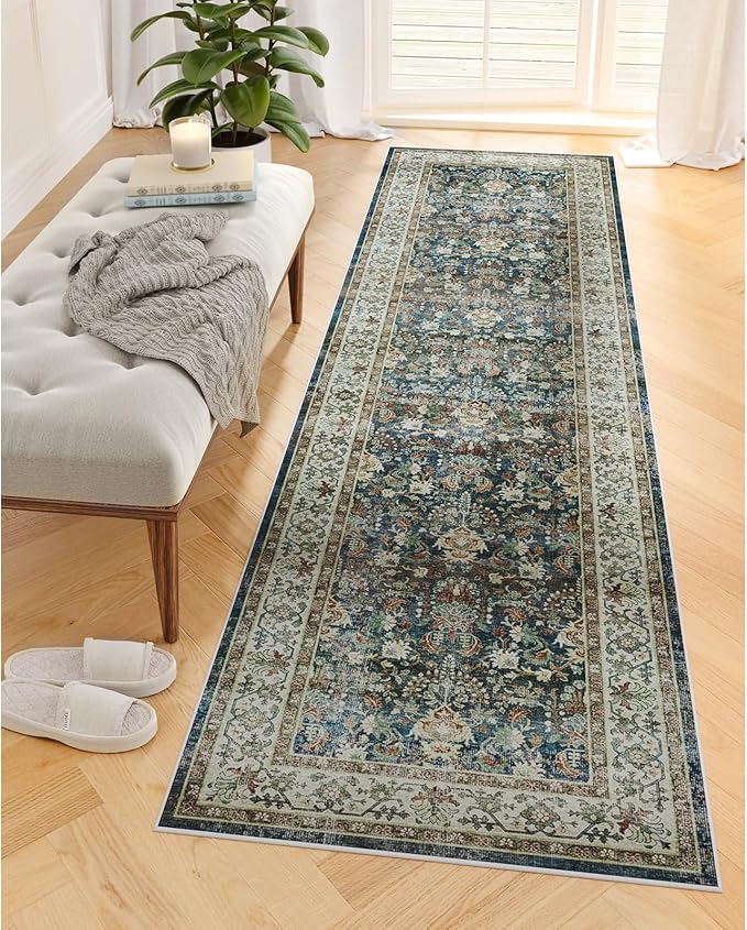 Dripex Tribal Washable Runner Rug-2x5 Non-Slip Non-Shedding Runners for Hallways Stain Resistant Kitchen Mat Laundry Entryway Carpet Runner for Doorway Entrance Bedroom Living Room Decor