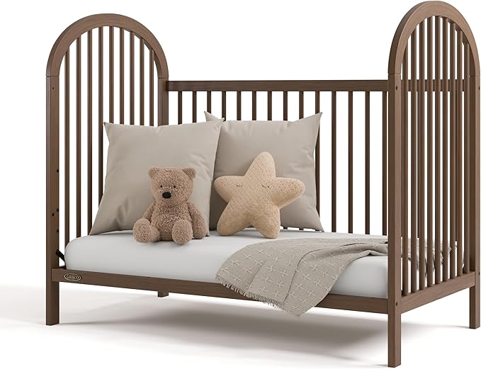 Graco Olivia Convertible Crib (Hazelnut) – GREENGUARD Gold Certified, 100% Solid Wood, Fits Standard Crib Mattress, Converts to Toddler Bed and Daybed, 4 Adjustable Mattress Heights