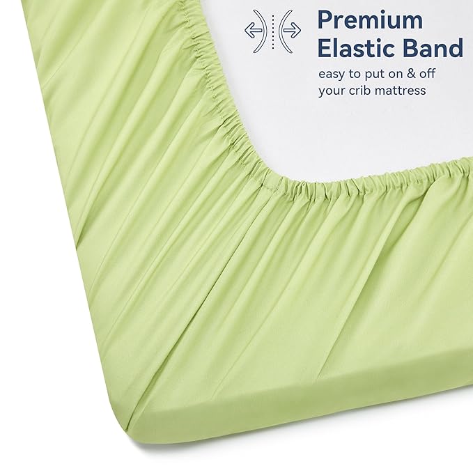 TILLYOU Baby Crib Sheets for Boys Girls, Super Soft Toddler Bed Sheets, 2 Pack Sheets for Standard Crib Mattress 28x52in, Playing in The Woods and Green