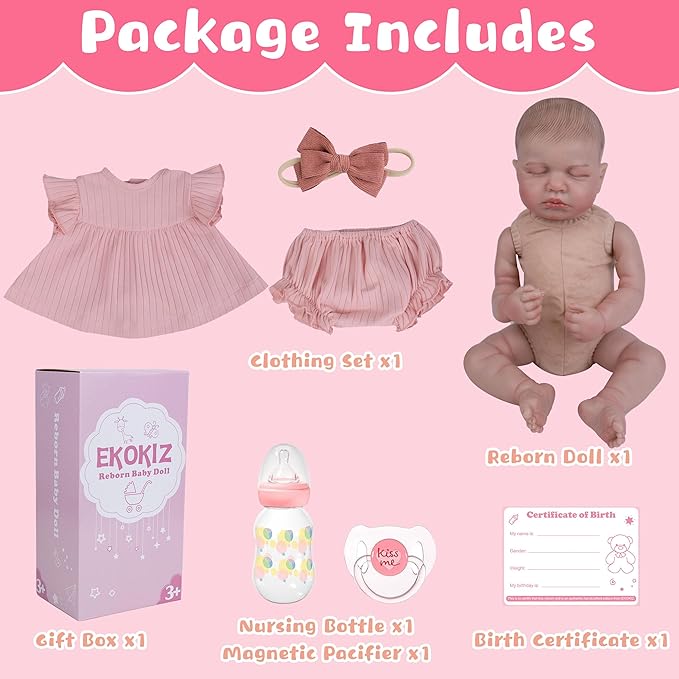 Realistic Baby Doll, 20-Inch Reborn Baby Dolls Soft Cloth Body Newborn Dolls That Look Real, Lovely & Pretty Lifelike Doll with Pink Dress and Toy Accessories for Kids Age 3+