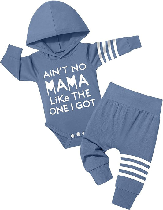 Fommy Newborn Baby Boy Clothes Plaid Letter Print Long Sleeve Hoodies + Long Pants 2PCS Fall Winter Outfits Set