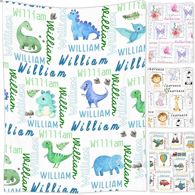 Personalized Baby Blanket for Girls and Boys,Super Soft Custom Baby Blanket with Name,Customized Swaddle Blankets Throw for Newborn,Infant,Toddlers