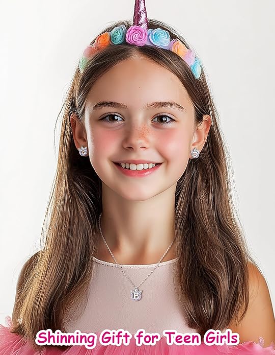 Unicorn Necklace for Girls, Initial Necklaces for Little Girls Kids Children, Hypoallergenic 925 Sterling Silver Kids Jewelry Colorful CZ Unicorn Gifts for Birthday Kindergarten Graduation Wedding