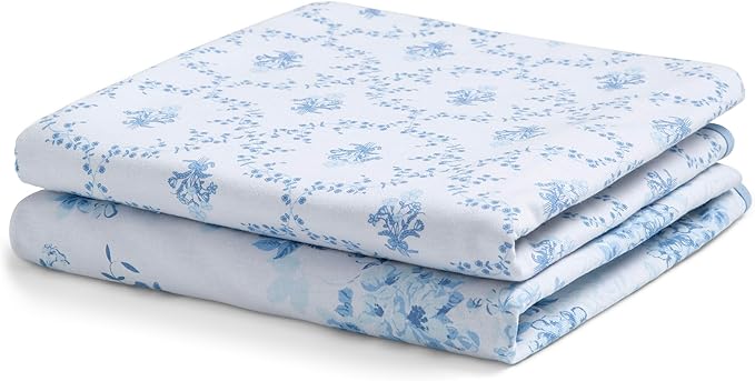 Delta Children 100% Organic Cotton Fitted Crib Sheets, Blue Botanicals + 100% Organic Jersey Cotton Baby Receiving Blankets – 30x40 Inches - GOTS Certified (Pack of 2) (Bundle)