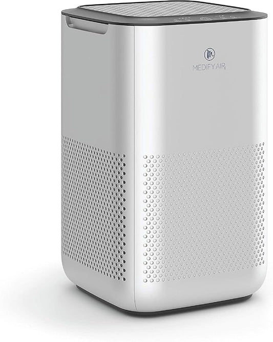 Medify MA-15 Air Purifier with True HEPA H13 Filter | 585 ft² Coverage in 1hr for Allergens, Smoke, Wildfires, Dust, Odors, Pollen, Pet Dander | Removal to 0.1 Microns | Silver, 1-Pack