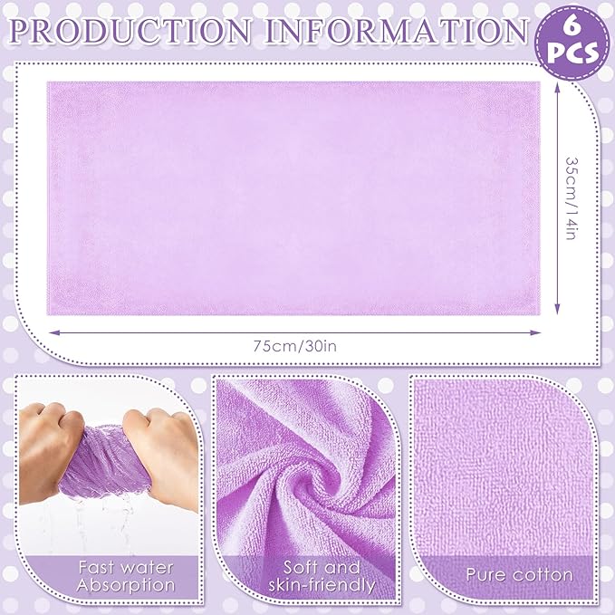 Patelai 6 Sets Kids Foot Spa Kit for Girl 12 x 12 x 4.3 Inch Foot Tub 14 x 30 Inch Hand Towels Washbasin Towels for Spa Party Sleepover Party Supplies (Light Purple)