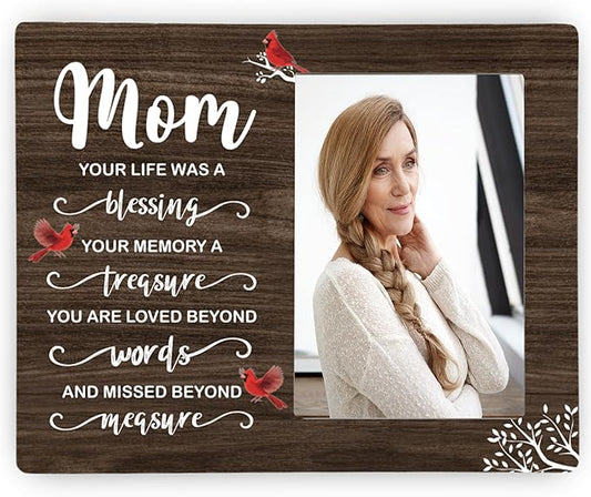 Mom Memorial Wooden Picture Frame, In Loving Memory Remembrance Photo Frame Gifts for Mommy, Bereavement Sympathy Wooden Frame for Loss of Mom, 4x6 inch Photo