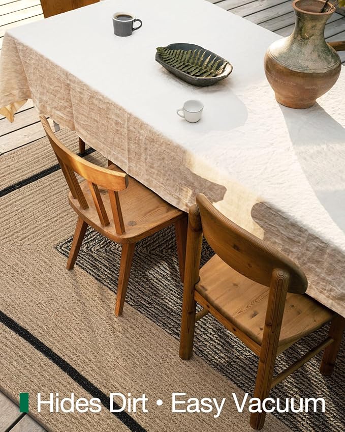 LUMI Jute Area Rug 4x6 for Living Room, Natural Handwoven Rugs Non Slip, Farmhouse Braided Carpets No Shedding for High Traffic, Dining Room, Indoor, Outdoor, Patio