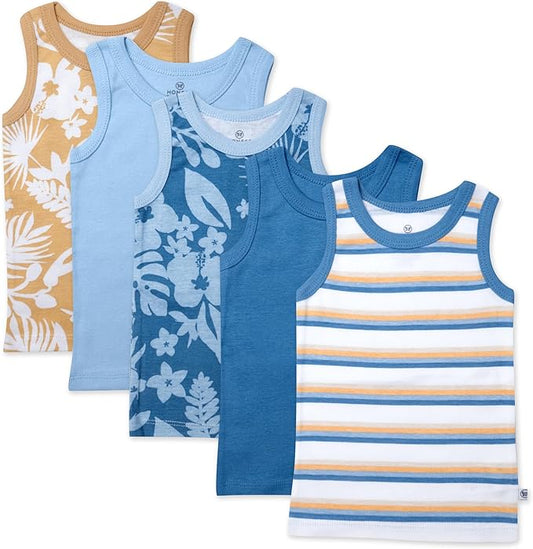 HonestBaby Sleeveless Muscle T-Shirts 100% Organic Cotton for Infant Baby and Toddler Boys, Girls