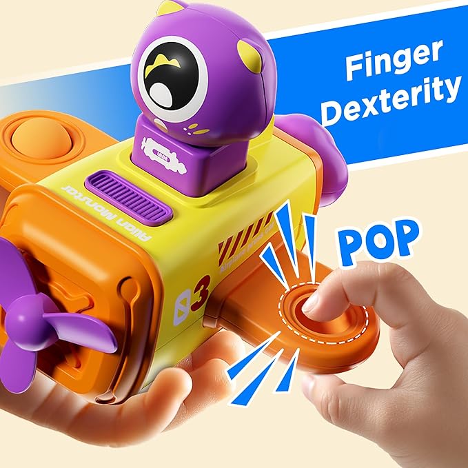 iPlay, iLearn Press to Go Car Toys for Toddlers 1-3, Baby Airplane Race Cars, Infant Push Go Play Vehicle Set, Boys Pull Back Friction Car for 6-9-12-18 Month, 1st Birthday Gift for 1-2 Years Old Kids