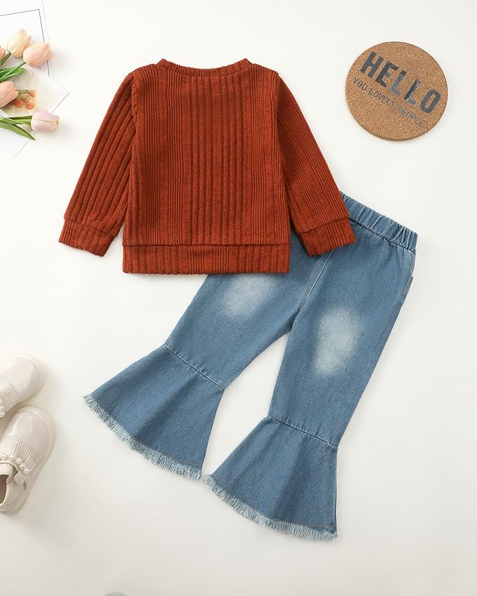Mioglrie Toddler Girl Clothes Little Girl Denims Outfits Jeans Pants Set Little Baby Toddler Baby Clothes for Girl
