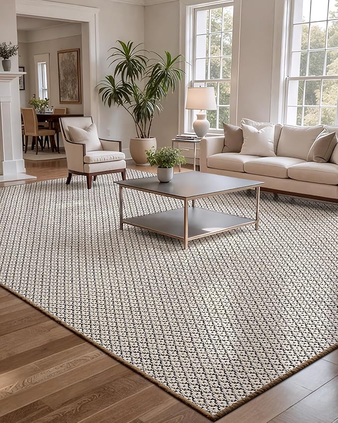 LUMI Sisal Area Rug 4x6 for Living Room, Natural Handwoven Rugs Non Slip, Farmhouse Braided Carpets No Shedding for High Traffic, Dining Room, Indoor, Outdoor, Patio