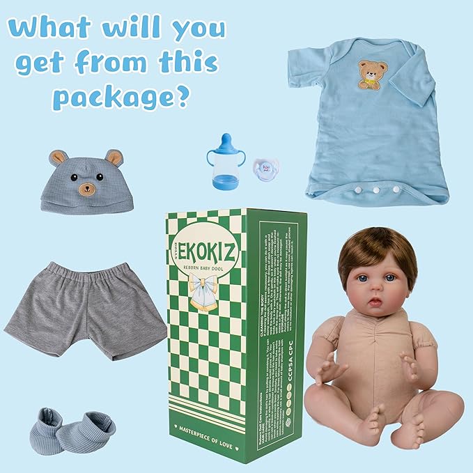 Reborn Baby Dolls 22-Inch Real Life Newborn Dolls Soft Cloth Body Lifelike Baby Doll Boys with Clothes and Toy Accessories Life Size Realistic Baby Doll for Kids Age 3+