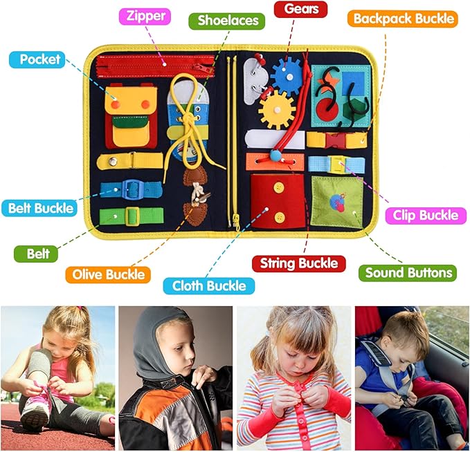 Montessori Busy Board for Toddlers 1 2 3 4 Year Old Boys & Girls, STEM Sensory Toys with Cosmic Exploration Activities Educational Travel Game Busy Book for Fine Motor Skills & Birthday Gift
