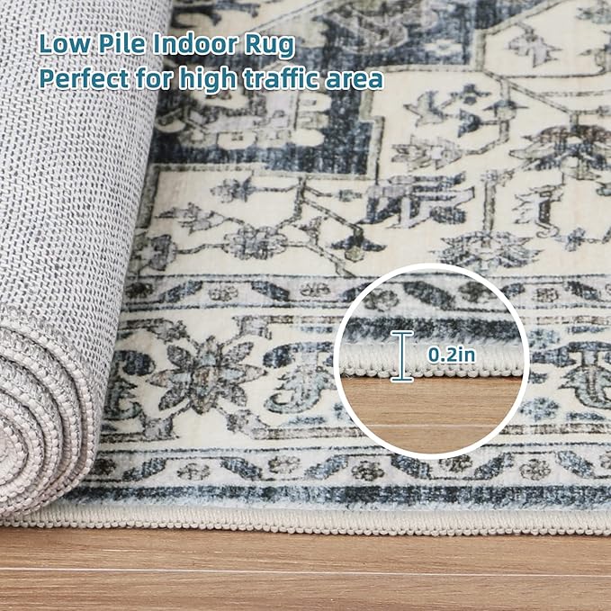 Dripex Tribal Washable Runner Rug-2x5 Non-Slip Non-Shedding Runners for Hallways Stain Resistant Kitchen Mat Laundry Entryway Carpet Runner for Doorway Entrance Bedroom Living Room Decor