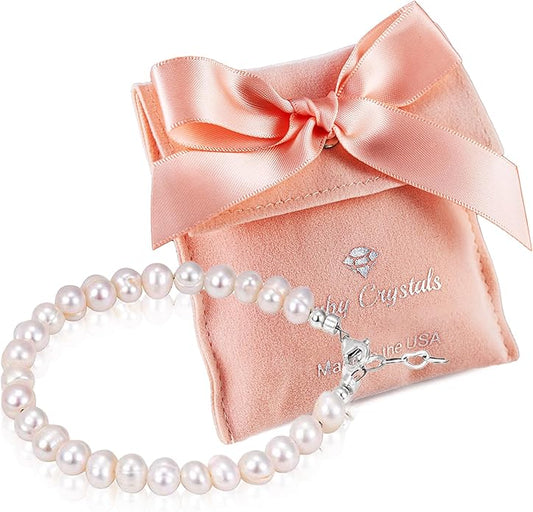 Freshwater Cultured Pearl Bracelet, Sterling Silver Jewelry. Toddler Bracelets for Girls, Toddler Girl Birthday Gifts, Keepsake Baby Girl gift