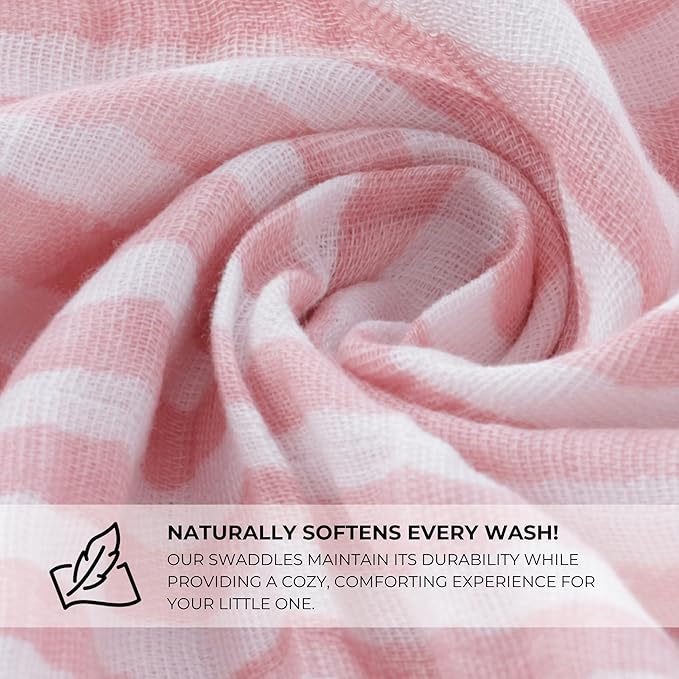 Featherhead™ 100% Cotton Muslin Swaddle Blankets for Baby Girl - Large 47”x 47” - Pre-Washed, Soft, & Breathable - Newborn Essential & Perfect Baby Registry Gift (4 Pack - Garden Floral)