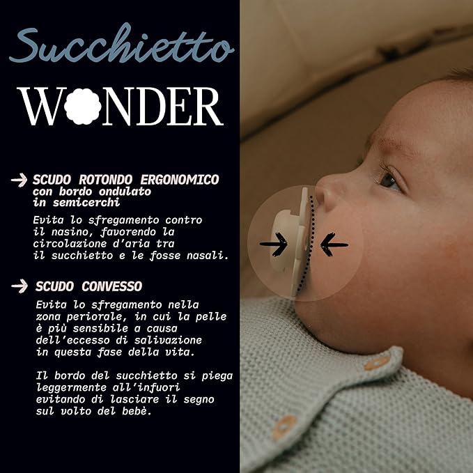 Suavinex Wonder Baby Pacifier, SX Pro Silicone Nipple, Reversible, Non Irritating Shield Design, 2Pk Pacifiers 6-18 Months, Made in Europe, Gray/Umber