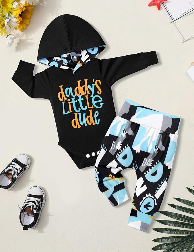 Fommy Newborn Baby Boy Clothes Plaid Letter Print Long Sleeve Hoodies + Long Pants 2PCS Fall Winter Outfits Set