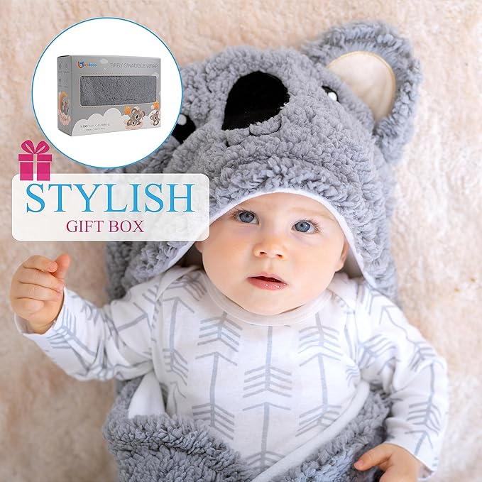Baby Swaddle Blanket Koala 0-6 Months Cute Organic Ultra Soft Plush Stuff Must Have Infants Girls Boys Clothes Gender Neutral Essentials, Registry Gift Swaddling Wrap Shower