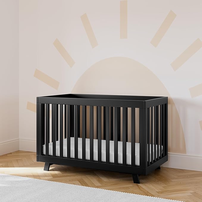 Storkcraft Beckett Convertible Crib (Black) – Converts from Baby Crib to Toddler Bed and Daybed, Fits Standard Full-Size Crib Mattress, Adjustable Mattress Support Base