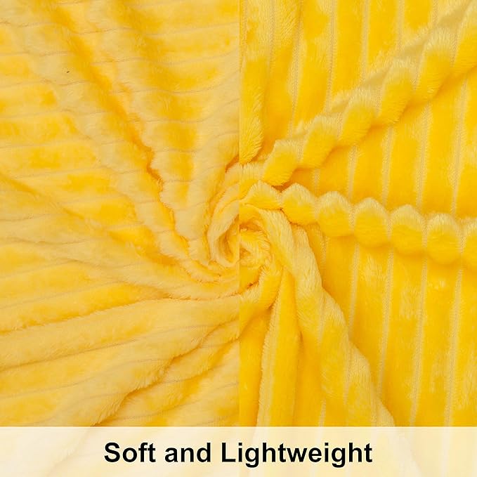 NTBAY Flannel Fuzzy Toddler Blanket, Fluffy Warm and Lightweight Reversible Stripes Design Baby Plush Blanket, 30 x 40 Inches, Yellow