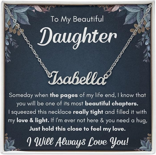To My Beautiful Daughter Necklace from Mom & Dad | Cubic Zirconia Pendant with Heartfelt Message Card & Gift Box | Daughter Birthday, Graduation, Christmas Jewelry Gift from Parents