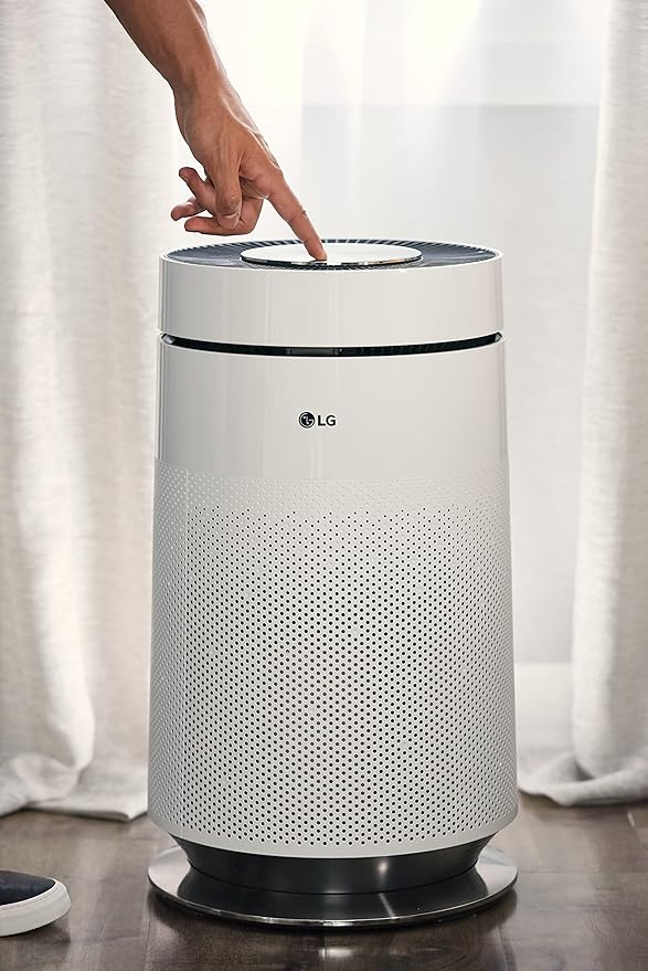 LG PuriCare 360-Degree Single Air Purifier with Clean Booster, ThinQ Wi-Fi and Voice Control (AS330DWR0), 310 sq. ft, White