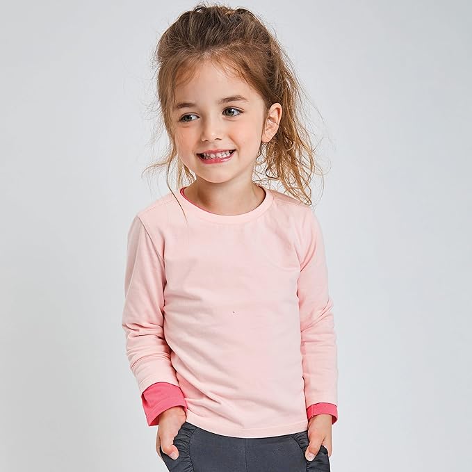 HonestBaby 5-Pack Long Sleeve T Shirts 100% Organic Cotton for Toddler, Little Kids Boys, Girls