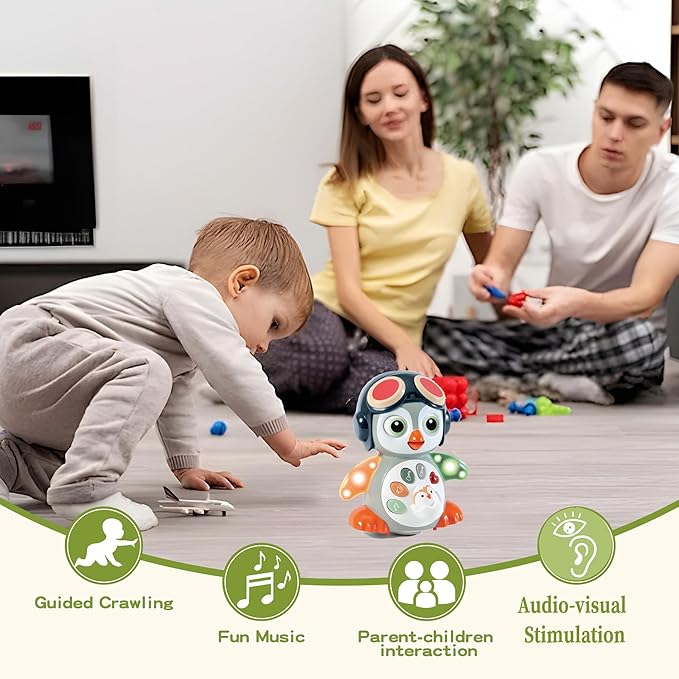 Penguin Crawling Toy for Babies 6-12 Months, Toys for 6 Month Old Boy, Tummy Time 3-6 Months, Light Up Music Toy, Gifts for 3-18 Months Boys Girls, 1 Year Old Boy Girl Toys