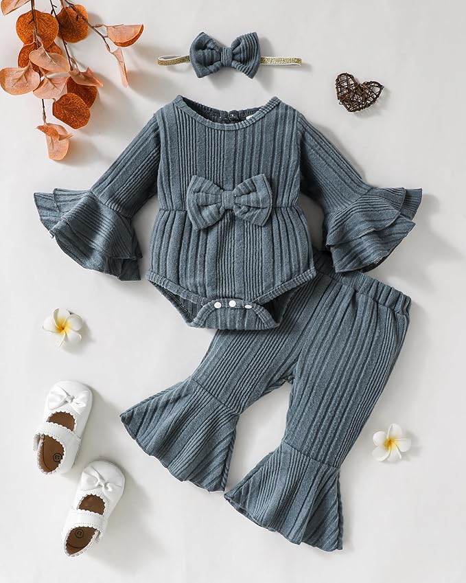 SUNNY PIGGY Baby Girl Clothes Infant Newborn Outfits Romper 0-18 Month Toddler Girls’ Clothing Pant Set