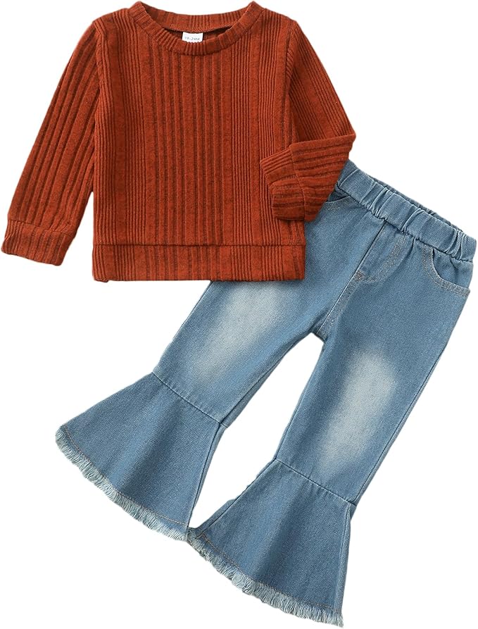 Mioglrie Toddler Girl Clothes Little Girl Denims Outfits Jeans Pants Set Little Baby Toddler Baby Clothes for Girl