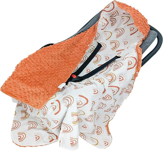 Miracle Baby Car Seat Blanket for Babies, Minky Dot Carseat Swaddle Blankets for Infants Newborn Boys and Girls (Rainbow 1)