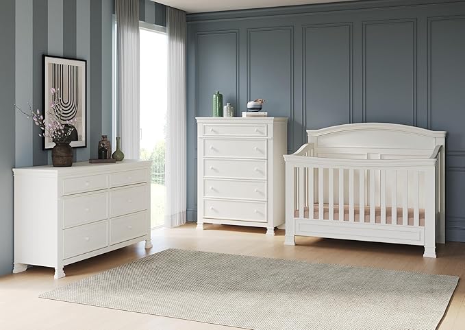 Child Craft Legacy Westgate 4-in-1 Convertible Crib, Baby Crib Converts to Day Bed, Toddler Bed and Full Size Bed, 3 Adjustable Mattress Positions, Baby Safe Finish (Vintage Linen)