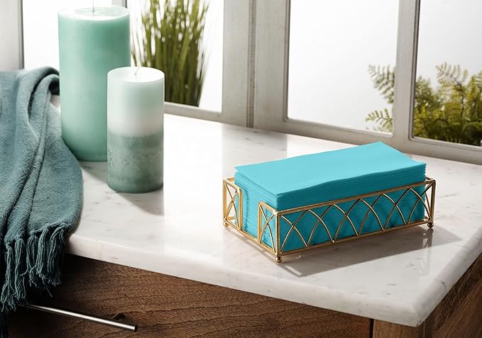 Linen-Feel Colored Paper Napkins - Decortive Cloth-Like Mint Blue Dinner Napkins - Soft And Absorbent. For Kitchen, Party, Wedding, Bathroom Or Any Occasion. (Pack of 100)