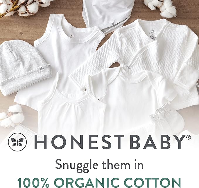 HonestBaby unisex-baby 3-pack Long Sleeve Side-snap Kimono Bodysuits Organic Cotton for Infant Baby Boys, Girls, Unisex