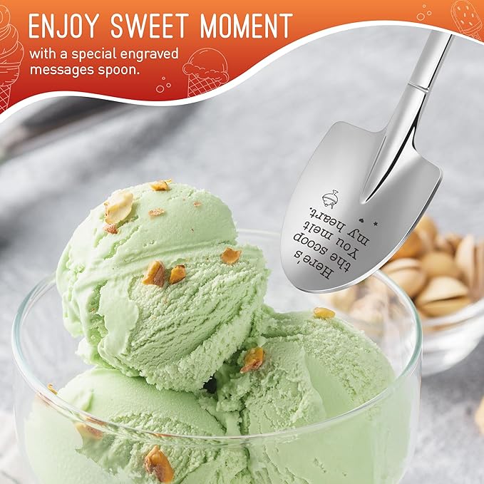 Fathers Day Husband Gifts from Wife Romantic I Love You Gift for Lovers Couple Darling Boyfriend Girlfriend Anniversary Presents Funny Ice Cream Shovel Spoon