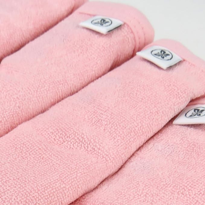 HonestBaby 10-Pack Terry Wash Cloths in Gift Box 100% Organic Cotton for Infant Baby Boys, Girls, 10-Pack Light Pink, One Size