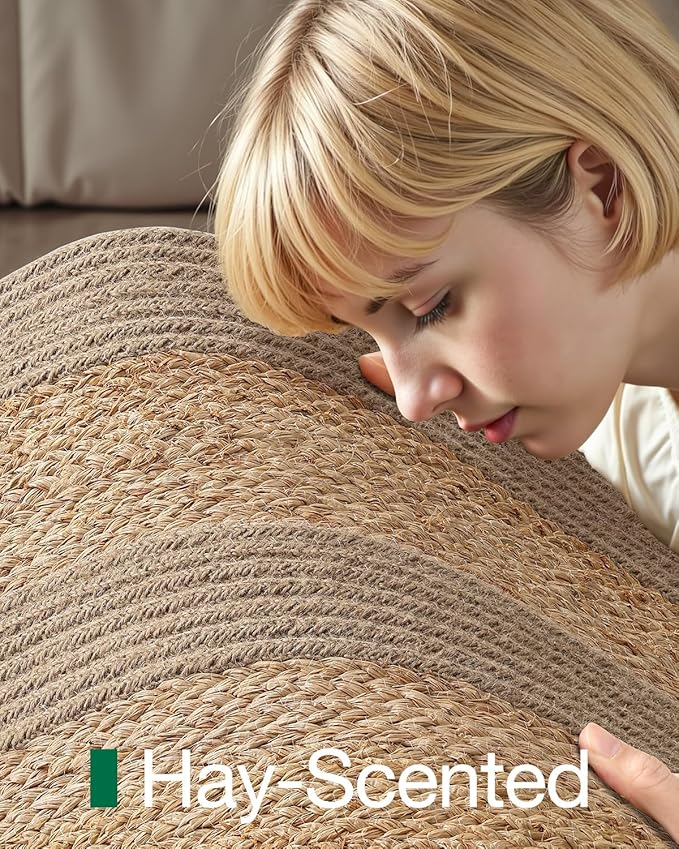 LUMI Jute Runner Rug Non Slip for Hallway, 3'x8' Natural Rustic Carpet No Shedding, Farmhouse Braided Area Mat Indoor High Traffic for Living Room, Entryway, Kitchen, Laundry