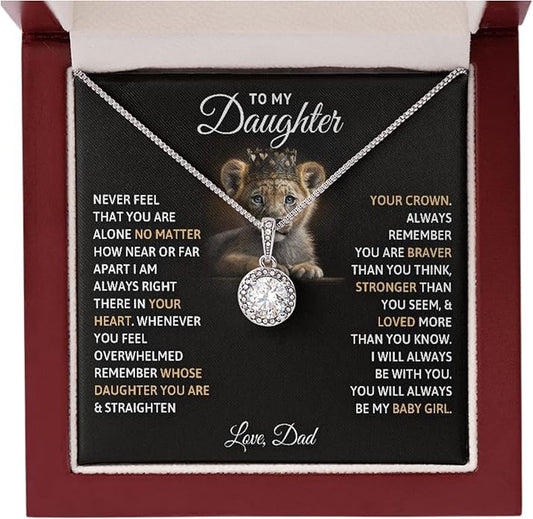 To My Beautiful Daughter Necklace from Mom & Dad | Cubic Zirconia Pendant with Heartfelt Message Card & Gift Box | Daughter Birthday, Graduation, Christmas Jewelry Gift from Parents
