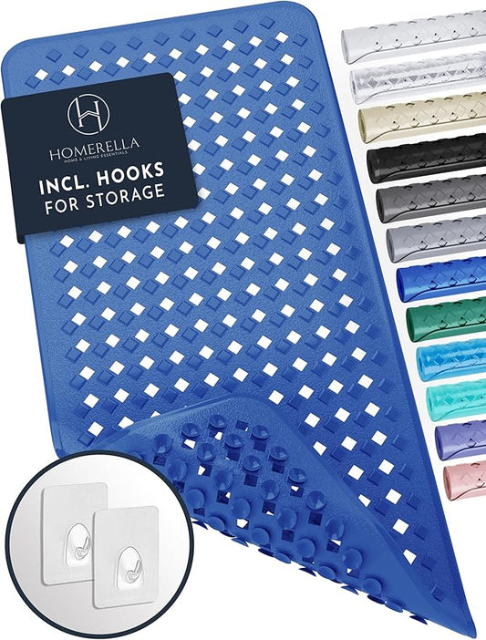 Homerella Bathtub Mat Anti-Slip Skin Sensitive 34.5 x 15.5 Inches, Royal Blue, Vinyl