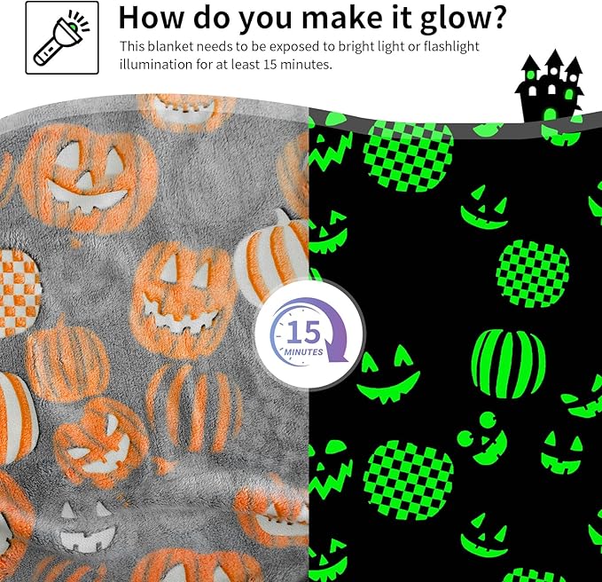 TEHALK Cute Halloween Pumpkin Blanket - Spooky Fall Throw for Kids, Teens, Women, Men - 40"x60"