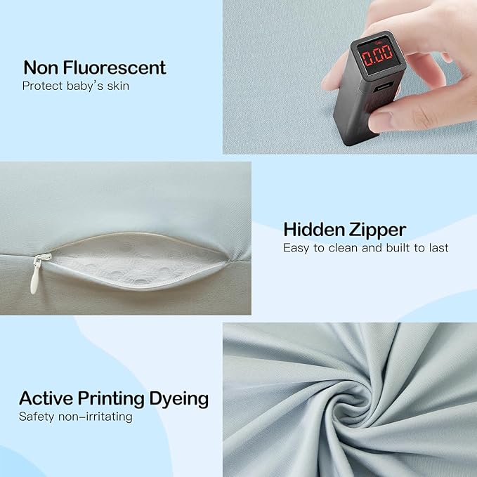 Lucakuins Baby Lounger, Bionic Design Baby Lounger for Newborn 0-24 Months, Soft Organic Cotton Breathable Lounger for Infants (Grayish Blue Baby Lounger)