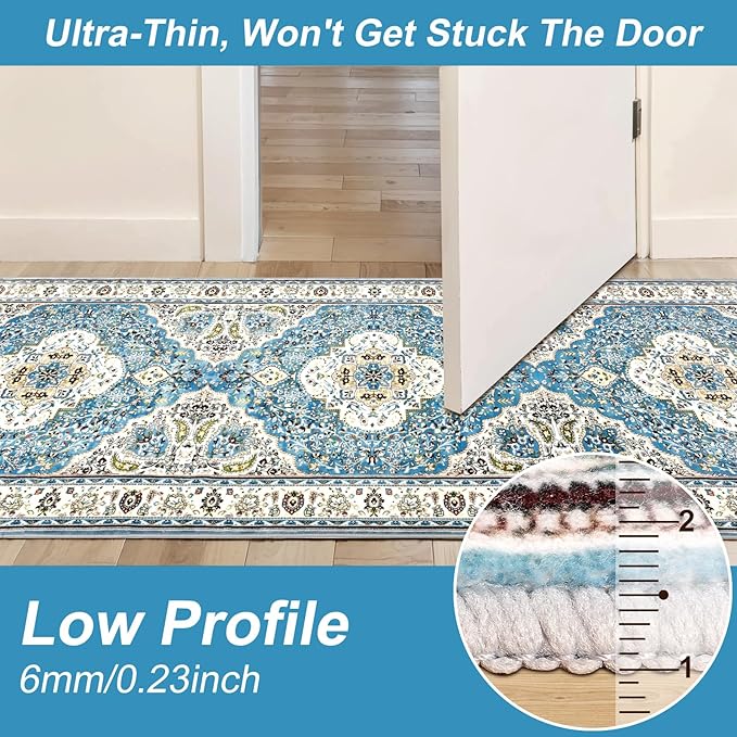 Ciicool Washable Runners Area Rug for Hallways, Ultra Soft 2'6 "x8' ft Boho Print Non-Slip Vintage Oriental Medallion Long Carpet for Kitchen Bedroom Laundry Bathroom