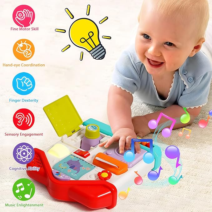 Baby Busy Board for 1 Year Old,Musical Montessori Toys House Busy Board Boy Gifts with Light & Music, Baby Toys 12-18 Months Birthday Gift Toy for 1 Year Old Girl