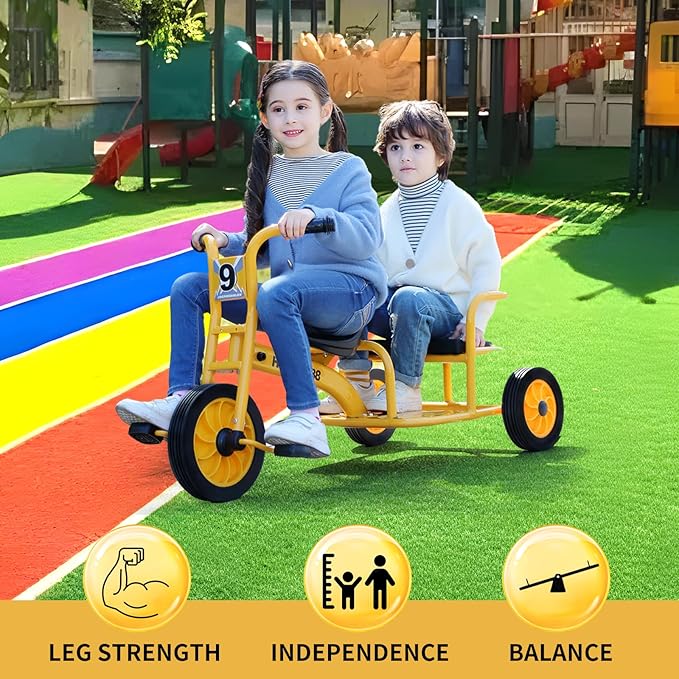 Kids Tricycle for Riders Ages 3-5 Preschool Playground Kids Tricycles, Daycare Toddler Tandem Trike，Children Tandem Bike, Outdoor Playground Equipment Trike