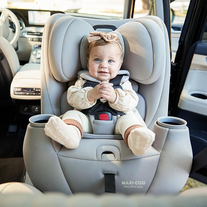 Maxi-COSI Pria All-in-One Convertible Car Seat, Infant to Toddler Car Seat, Easy-Install Harness, Machine-Washable Cover, 5-100 lbs, Blackened Pearl